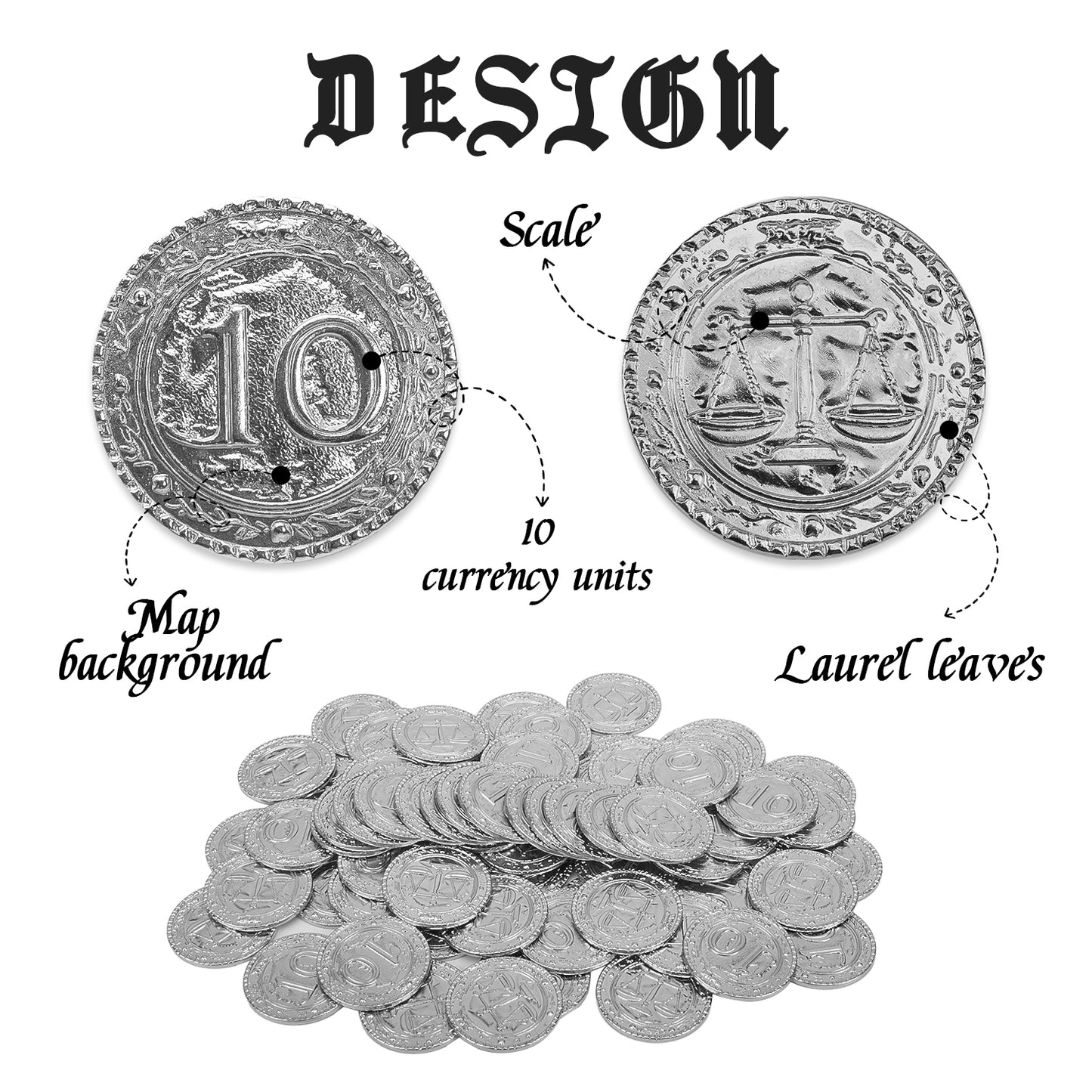 Byhoo 100PCS Metal DND Silver Coins