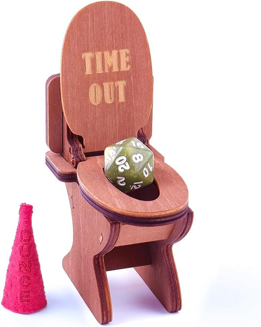 DND Dice Jail, Dice Chair of Shame with Dunce Hat, DND Accessories for Dungeons and Dragons, DND Gift for Fans of Tabletop Games, Time Out Chair for RPG Game, Fits Die Size D4-D20