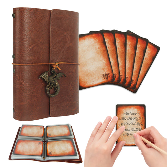 Byhoo Spellbook Cards Holder DND RPG Pocket Spell Book & Reference Card Holder, Tome of Recollection TTRPG Gaming Accessories for Dungeons and Dragons Beginner Master (60 Poker-Size Player Cards Included)