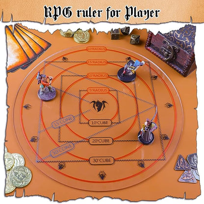 Byhoo Upgrade DND AOE Damage Maker Ruler, DND Area Effect Template, Board Game AOE Area Damage Measure Tool, Tabletop Game Mat RPG Accessories For DND And Other TTRPG, Table Game Props For RPG Players