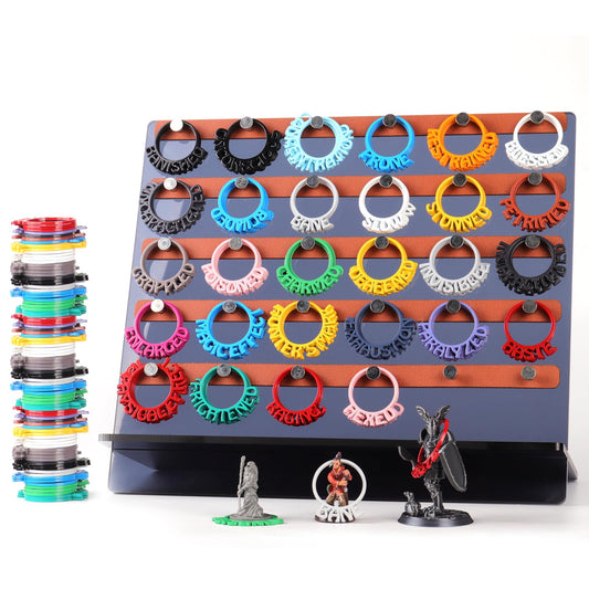 112 PCS Metal DND Condition Rings with Holder, DND Miniatures Status Rings in 28 Markers, Byhoo DND Condition Accessories Gifts for RPG Tabletop Games