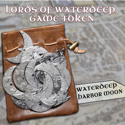 Byhoo 20 Fantasy Coins for DND Board Games Accessories & Leather Pouch of Waterdeep Metal Coins of Dungeons & Dragons Tablelap RPG Games Addons Medieval Game Retro Props