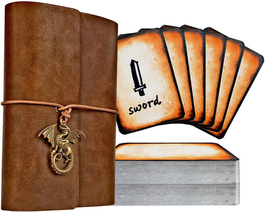 Byhoo Spellbook Cards Holder DND RPG Pocket Spell Book & Reference Card Holder, Tome of Recollection TTRPG Gaming Accessories for Dungeons and Dragons Beginner Master (60 Poker-Size Player Cards Included)