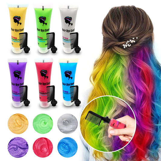 6PCS Temporary Hair Dye for Dark & Light Hair, Hair Chalk for Girls, Kids Hair Dye for Temporary Hair Color for Kids, Washable Hair Dye, Girl Gifts for 7 8 9 10 11 12 13 Year Old Girls Birthday Gifts…