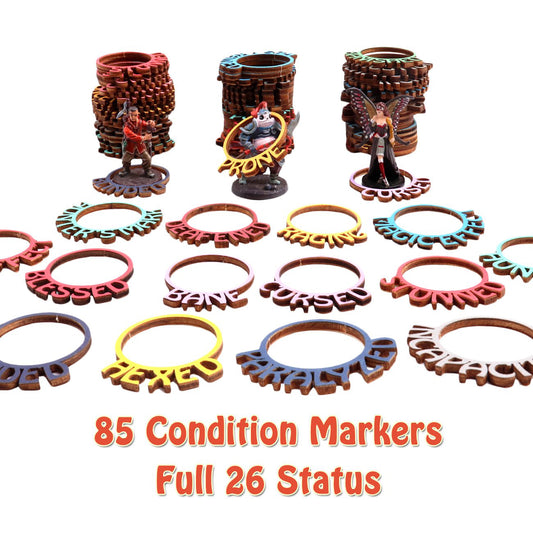 Byhoo DND Condition Markers for Miniatures, 85 Pcs Color Coded Tabletop Gaming Markers RPG Tracking Accessories Great DM Tool for Spells, Magic Hexes, Effects & Traps